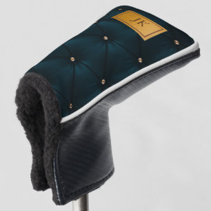 Elegantes grünes Leder, Diamanten, Monogramm Golf Headcover