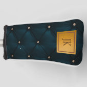 Elegantes grünes Leder, Diamanten, Monogramm Golf Headcover (Vorderseite)