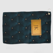 Elegantes grünes Leder, Diamanten, Monogramm Golfhandtuch (Horizontal)