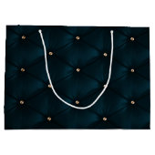 Elegantes grünes Leder, Diamanten, Monogramm Große Geschenktüte (Rückseite)