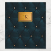 Elegantes grünes Leder, Diamanten, Monogramm Weinetikett (Einzelnes Label)