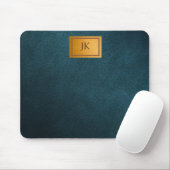 Elegantes grünes Leder, Monogramm Mousepad (Mit Mouse)