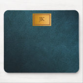 Elegantes grünes Leder, Monogramm Mousepad (Vorne)