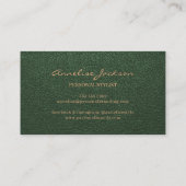 Elegantes, grünes Ledergold aus Kupfer Visitenkarte (Rückseite)