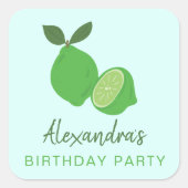 Elegantes grünes Limones Party Quadratischer Aufkleber (Vorderseite)