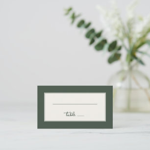 Elegantes grünes minimalistisches Tischschild Platzkarte