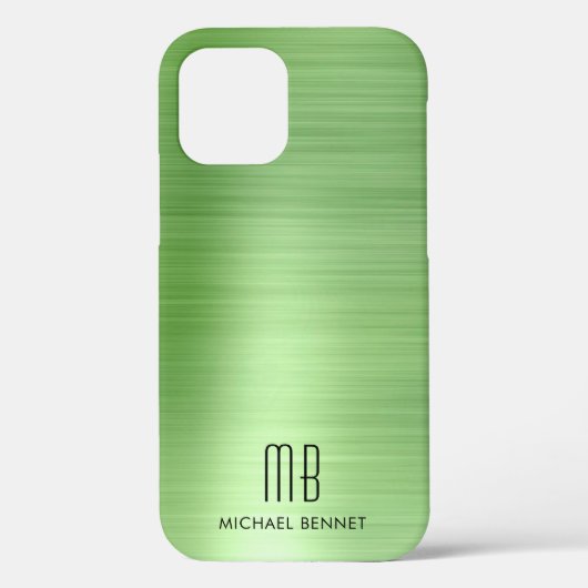 Elegantes grünes Monogramm Case-Mate iPhone Hülle (Rückseite)