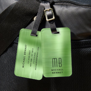 Elegantes grünes Monogramm Gepäckanhänger