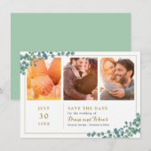 Elegantes Grünes Multi-Foto Einladung (Vorne/Hinten)