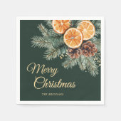 Elegantes grünes Orange Citrus Weihnachtsfest Part Serviette (Vorderseite)