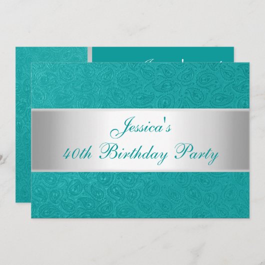 Elegantes Grünes Party Einladung (Vorne/Hinten)