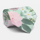 Elegantes grünes Pink, florales Aquarellbild Krawatte (Gerollt)