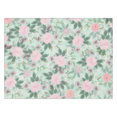 Elegantes grünes Pink, florales Aquarellbild Tischdecke (Vorderseite (Horizontal))