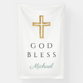 Elegantes grünes religiöses Kreuz Junge Gott segne Banner