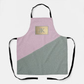 Elegantes grünes rosa Leder Monogramm Schürze (Vorderseite)