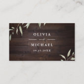 Elegantes grünes Scheunenholz rustikale Hochzeitsd Platzkarte (Rückseite)