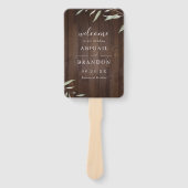 Elegantes grünes Scheunenholz rustikales Hochzeits Fächer (Vorderseite)