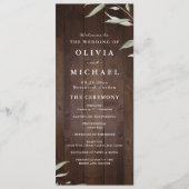 Elegantes grünes Scheunenholz rustikales Hochzeits Menükarte (Vorderseite)