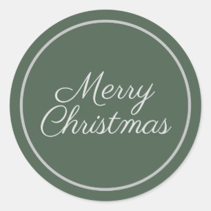 Elegantes grünes Script Frohe Weihnachten Runder Aufkleber
