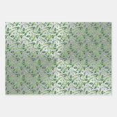 Elegantes grünes Silber Wasserfarbenflora Geschenkpapier Set (Vorderseite 2)