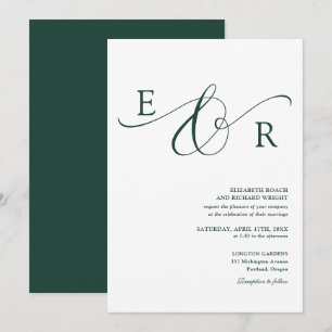 Elegantes grünes Smaragd-Schriftmonogramm zur Hoch Einladung