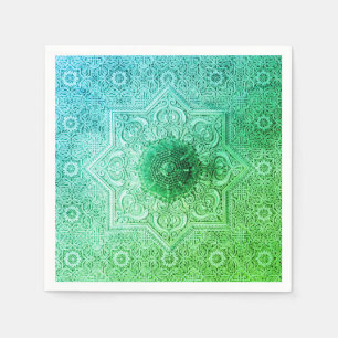 Elegantes, grünes Spitzen-Musterpapier Napkins Serviette