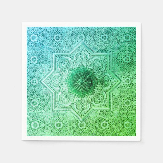 Elegantes, grünes Spitzen-Musterpapier Napkins Serviette (Vorderseite)