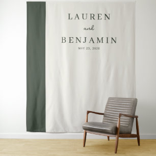 Elegantes grünes und cremefarbenes Minimalistische Wandteppich