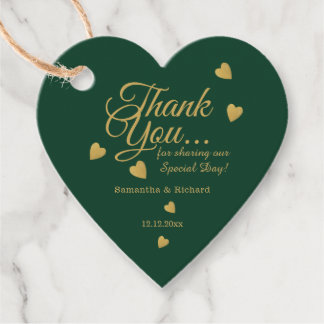 Elegantes grünes und goldenes Dankeschön-Herz zur  Geschenkanhänger