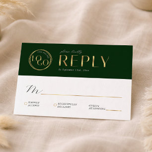 Elegantes grünes und goldenes Firmenlogo Geschäfts RSVP Karte