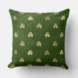 Elegantes grünes und goldenes irisches Shamrock-Kl Kissen