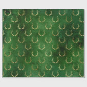 Elegantes, grünes und goldenes Weihnachtsrentiermu Geschenkpapier (Flach)