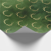 Elegantes, grünes und goldenes Weihnachtsrentiermu Geschenkpapier (Ecke)