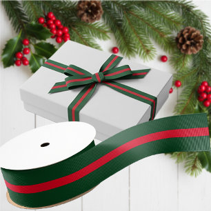 Elegantes grünes und rotes Weihnachten Ripsband