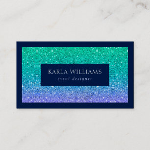 Elegantes grünes und violettes Glitter-Ombre Visitenkarte