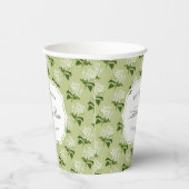 Elegantes grünes und weißes Hydrangea-Brautparty Pappbecher (Rechts)