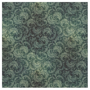 Elegantes grünes vintage Damast-Blumenmuster Stoff