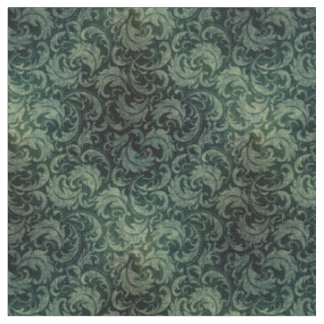 Elegantes grünes vintage Damast-Blumenmuster Stoff