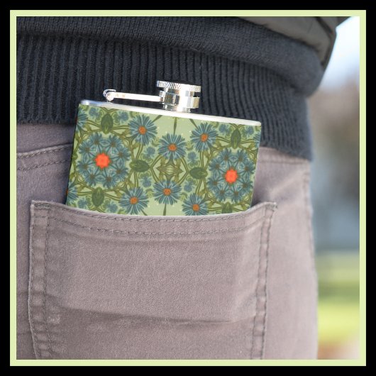 Elegantes grünes Vintages Muster Klein Flachmann