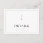 Elegantes grünes Wappen - Einzelheiten zur Hochzei Begleitkarte (Vorderseite)