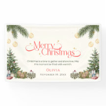 Elegantes grünes Wasserfarben-Frohe-Weihnachten-Ba