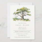 Elegantes grünes Wasserfarbeneichen Hochzeit der B Einladung (Vorderseite)