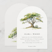 Elegantes grünes Wasserfarbeneichen Hochzeit der B Einladung (Vorne/Hinten)