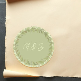 Elegantes grünes Watercolor Personalisiert Runder Aufkleber