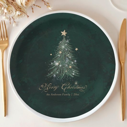 Elegantes grünes Weihnachten Pappteller