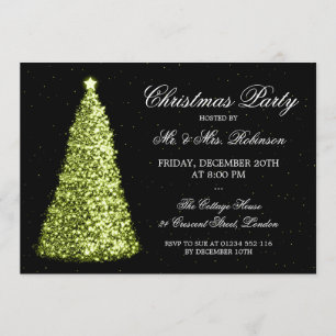 Elegantes grünes Weihnachtsbaum-Feiertags-Party Einladung