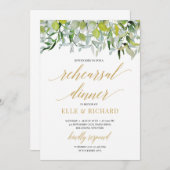 Elegantes Grünfolien verlasst goldene Probe Einladung (Vorne/Hinten)