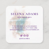 Elegantes grungy Watercolor Foto Abstrakt Quadratische Visitenkarte (Rückseite)