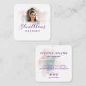 Elegantes grungy Watercolor Foto Abstrakt Quadratische Visitenkarte (Vorne/Hinten)