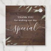 Elegantes Grünholz Dank der rustikalen Hochzeit Geschenkanhänger (Rückseite)